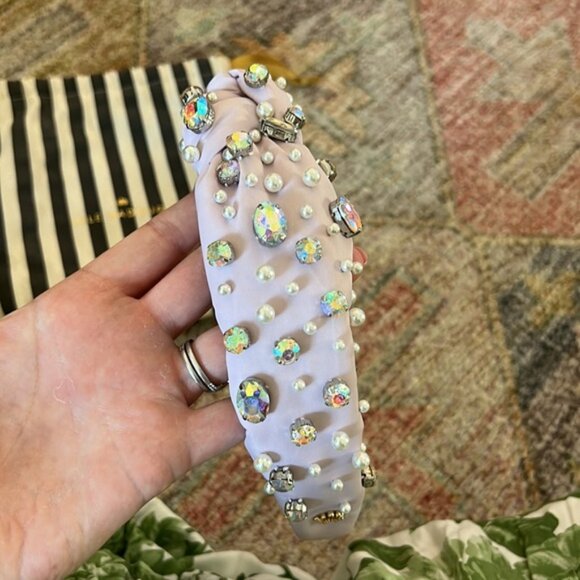 Stoney Clover Lane X Lele Sadoughi Pastel Purple Pearl and Gems Headband - Picture 3 of 7